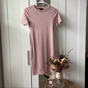 Millennial Pink Ribbed Bodycon Dress